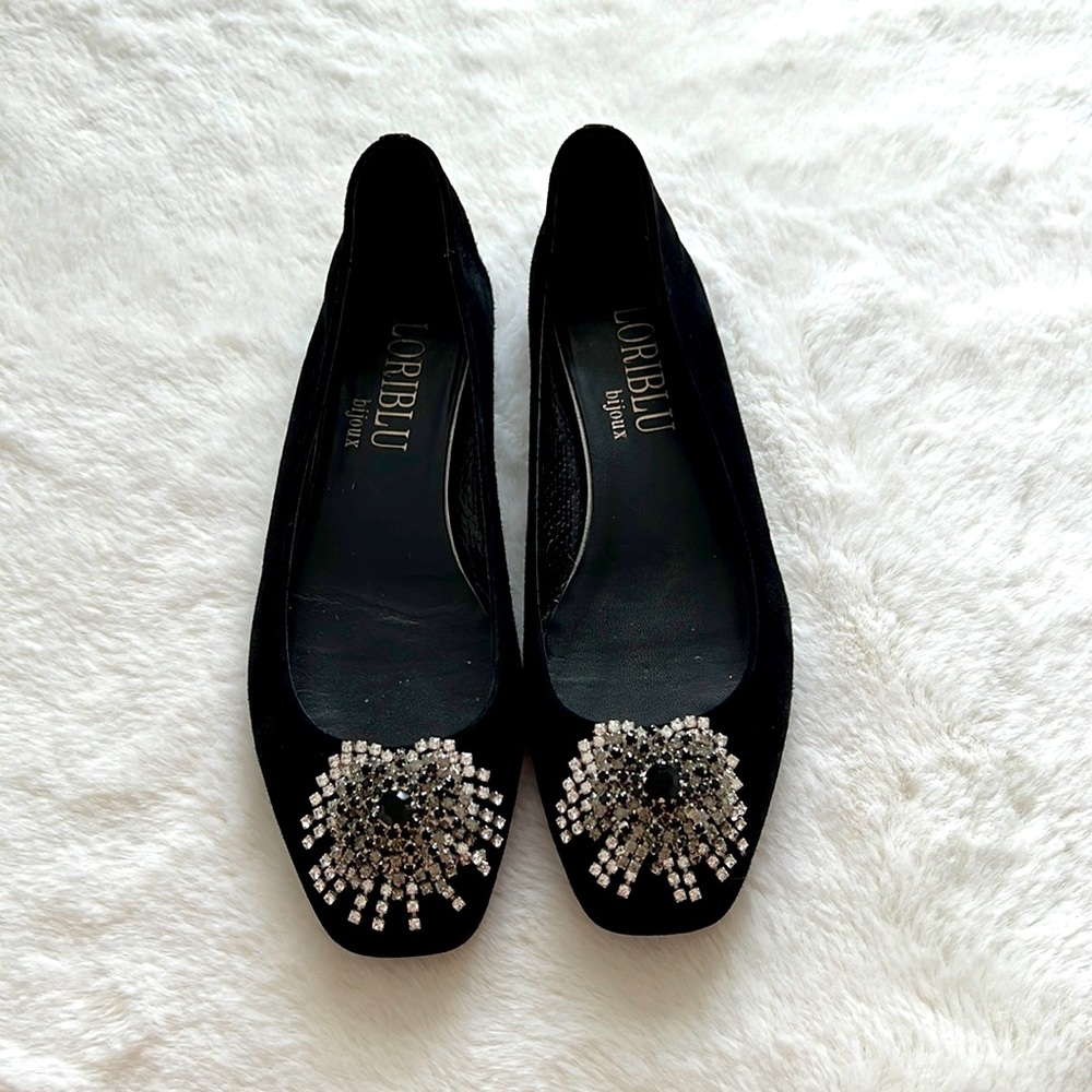 LORIBLU Black Embellished Flats